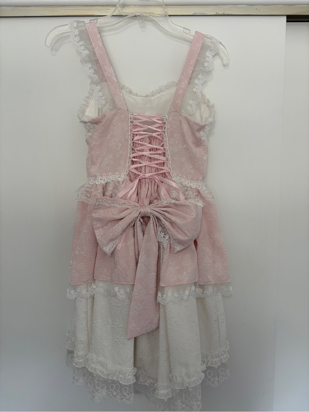 Pink & White Lace Victorian Vintage Style Dress - Picture 4 of 13